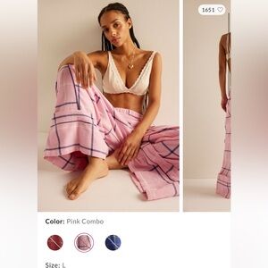 Free People Pink Plaid Lounge Pants